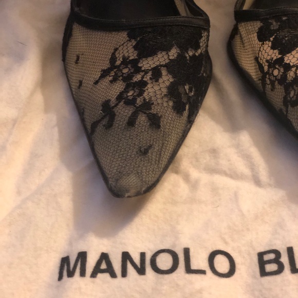Size 40.5 MANOLO BLAHNIK Lace TUCCIO pumps - Picture 5 of 6